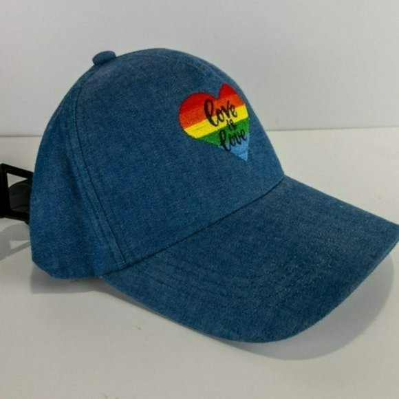 INC International Concepts Love is Love Baseball Cap -Denim - Picture 2 of 3